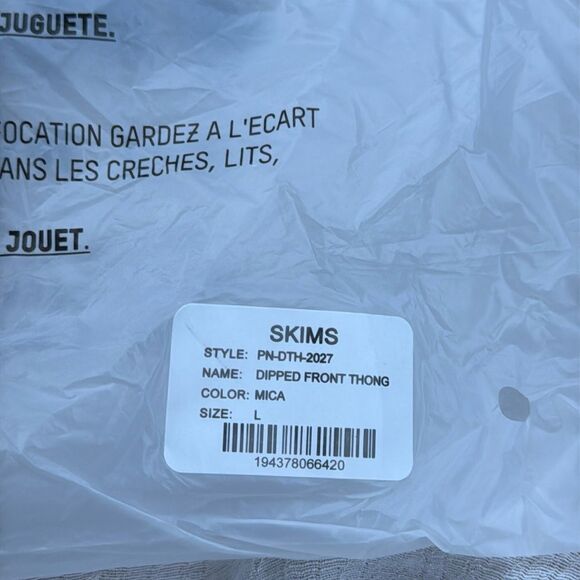 SKIMS DIPPED FRONT THONG MICA LARGE NWT in packaging - Picture 5 of 5